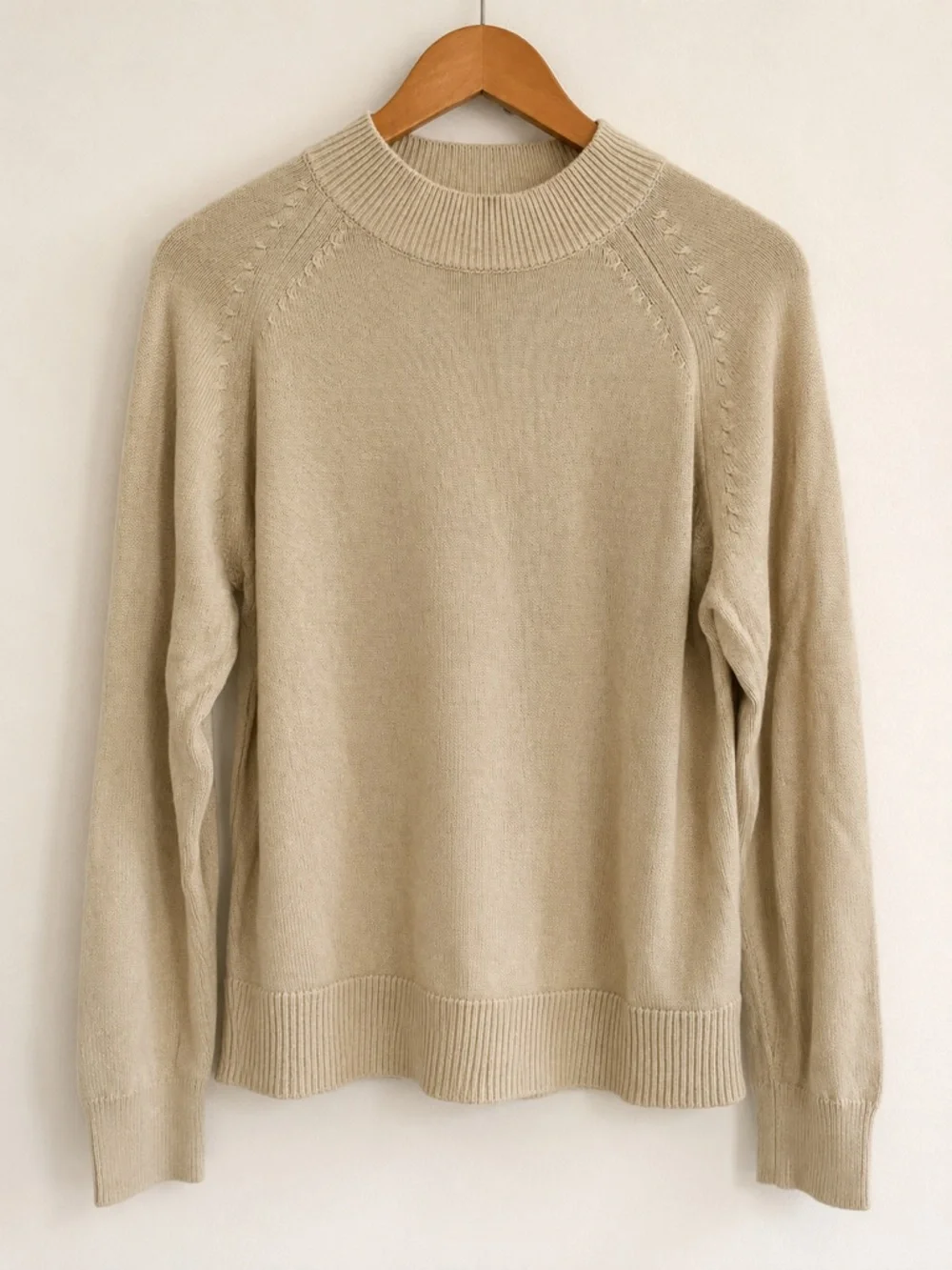 Quince 100% Organic Cotton Mock Neck Sweater Tan Beige Size Medium